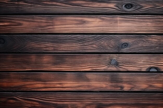 Eine Holzwand mit dunkelbraunem Fleck, Nahaufnahme einer Holzwand mit dunklem Hintergrund