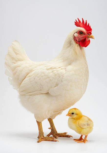 Eine Hühnermutter mit ihrem Küken
