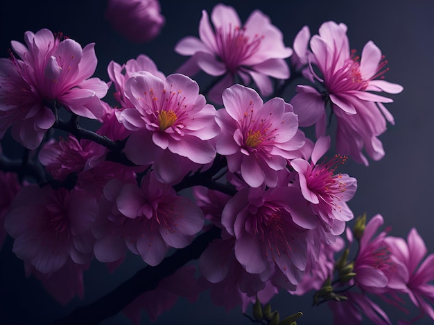 Eine hyperrealistische, farbenfrohe Sakura-Blume, fotorealistische Tiefenschärfe, hyperdetailliert