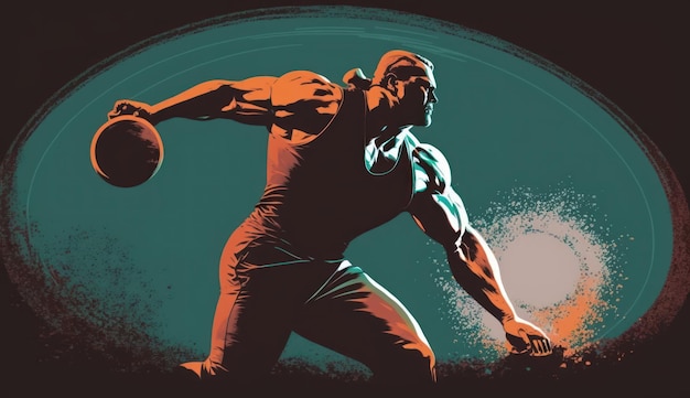 Eine Illustration eines Mannes, der einen Basketball wirft.