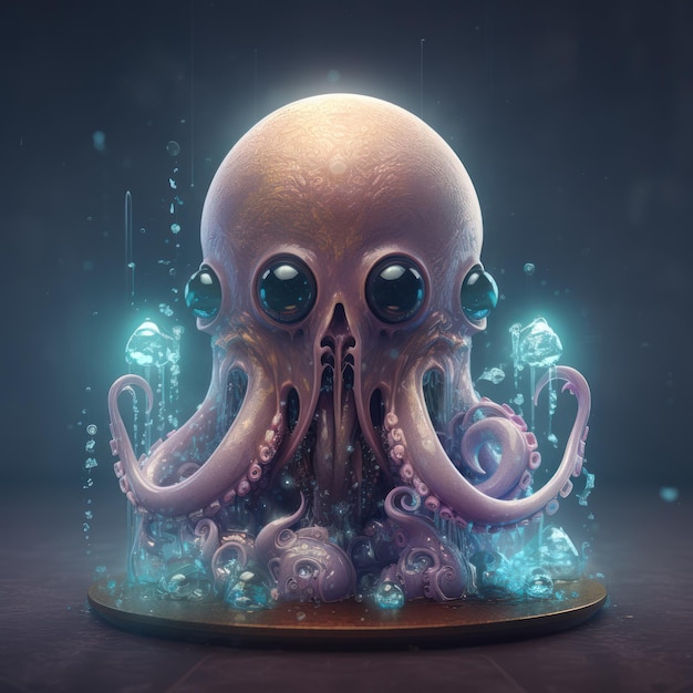 Eine Illustration eines Oktopus mit blauem Hintergrund und den Worten „call of cthulhu“ darauf.