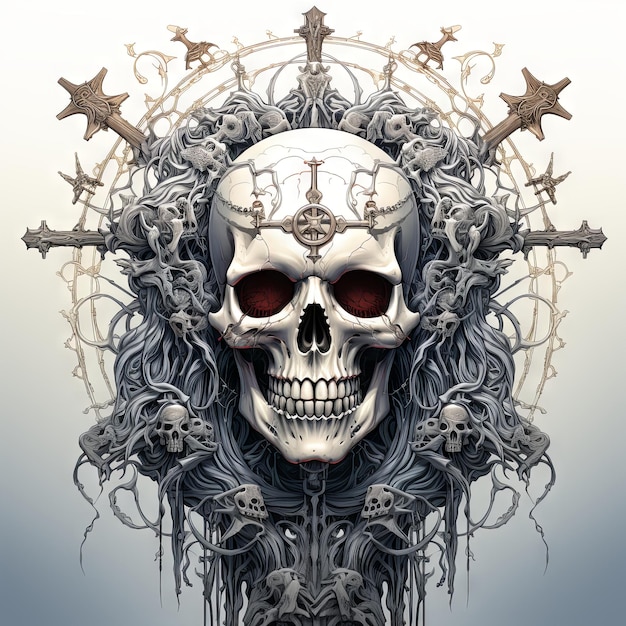 Eine Illustration eines Totenkopf-Kunstdesigns