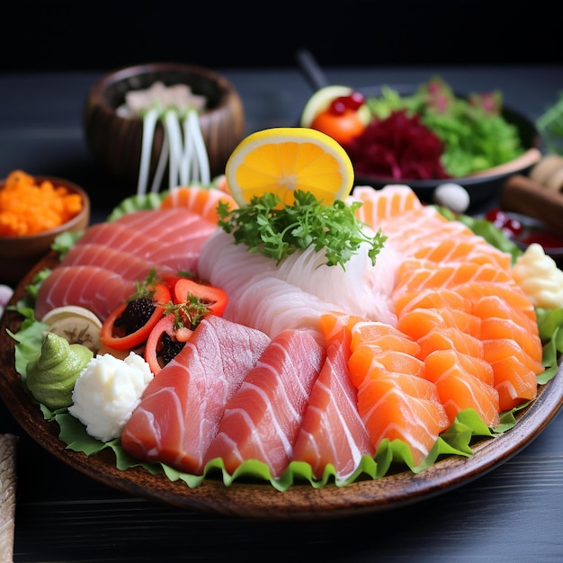 Foto eine illustration von köstlichem frischem sushi