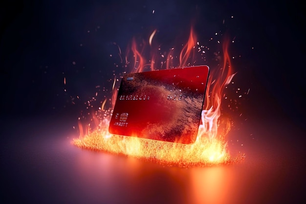 Eine in Flammen stehende Kreditkarte bedeutet das endgültige Ende der Schulden, die Ai verursacht hat
