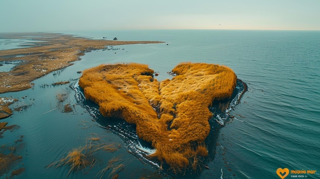 Eine Insel im Meer in der Form eines Herzens