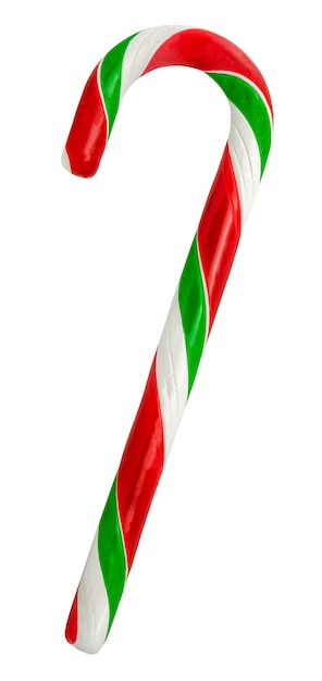 Eine isolierte Zuckerstange für Weihnachten auf weißem Hintergrund