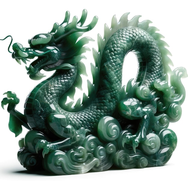 eine Jade-Schnitzerei in Form eines chinesischen Drachen