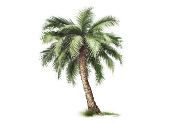 Eine junge Palme ist in einer Illustration auf weißem Hintergrund dargestellt