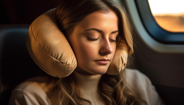 Eine junge schöne Frau schläft in einem von KI generierten Ton