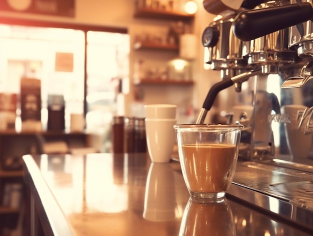 Eine Kaffeemaschine steht auf einer Theke in einem Café.