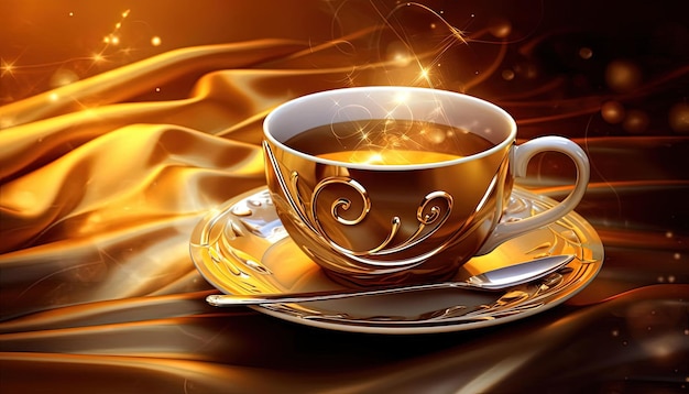 Eine Kaffeetasse mit Gold