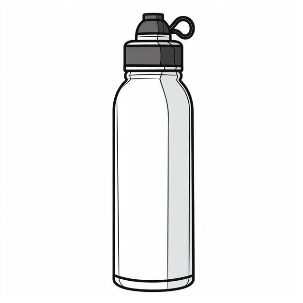 Foto eine karikatur einer wasserflasche mit einem schwarzen deckel