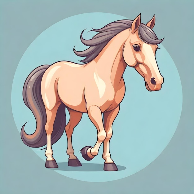 eine Karikatur eines Pferdes mit grauer Mähne und Schwanz