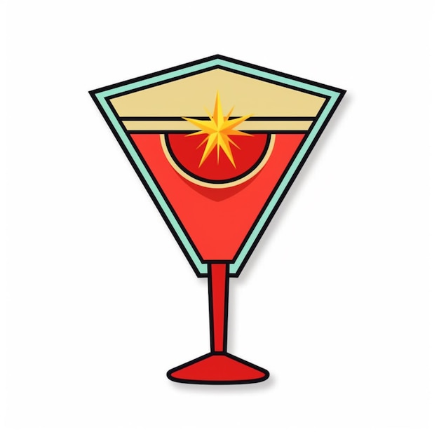 Foto eine karikatur eines roten cocktailglases mit einem stern oben generative ai