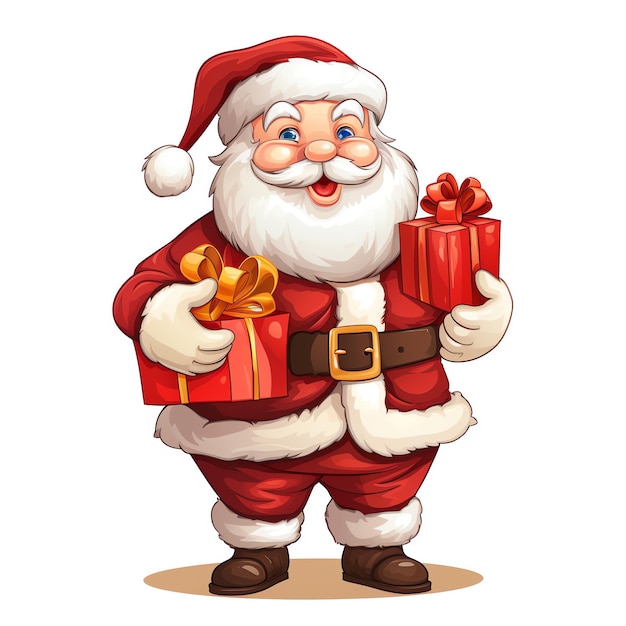 eine Karikatur eines Weihnachtsmanns mit Geschenken