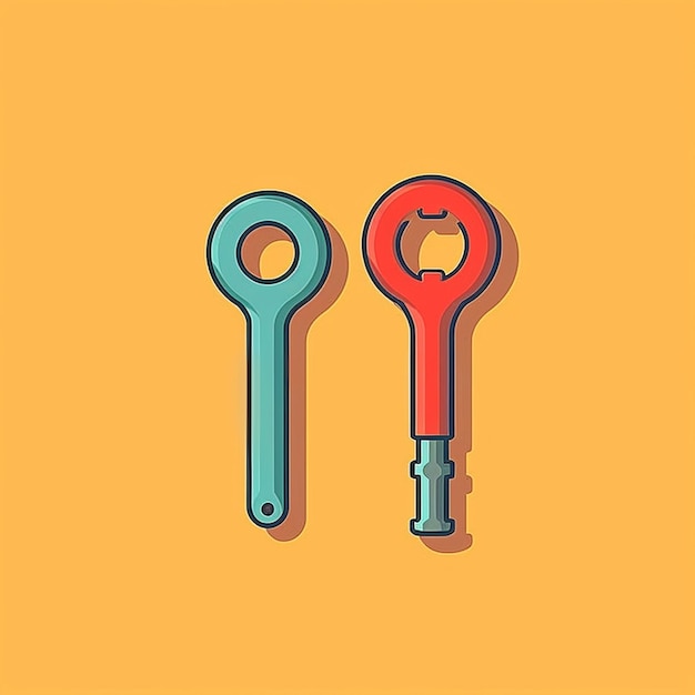 Foto eine karikatur von zwei schlüsseln mit einem schlüssel und einem schlüssel in der mitte.