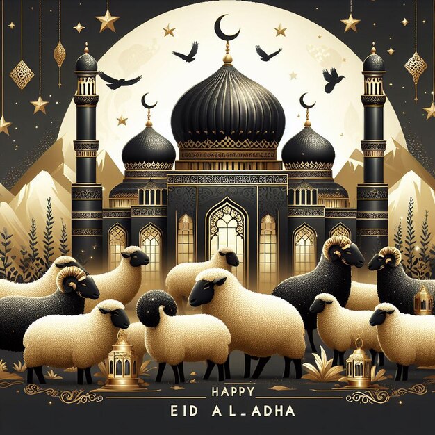 Eine Karte mit Glücklicher Eid Al Adha