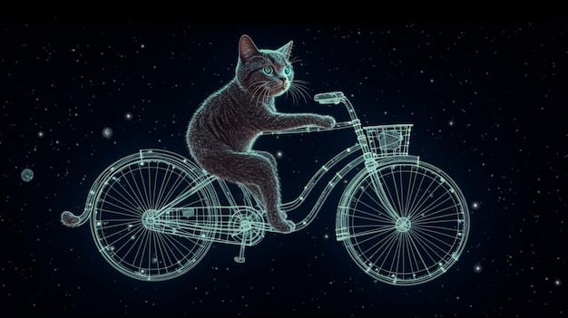 Eine Katze, die auf einem Fahrrad sitzt