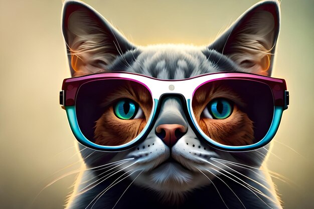 Eine Katze, die eine Sonnenbrille trägt