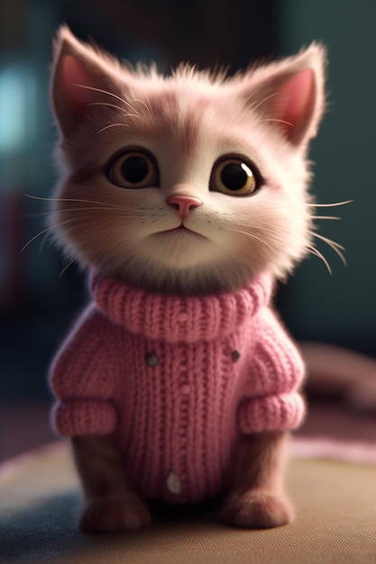 Eine Katze in einem rosa Pullover