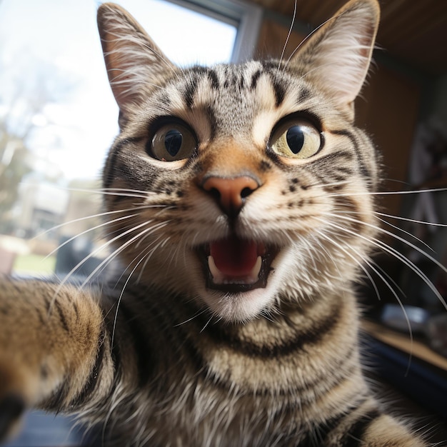 eine Katze macht ein Selfie