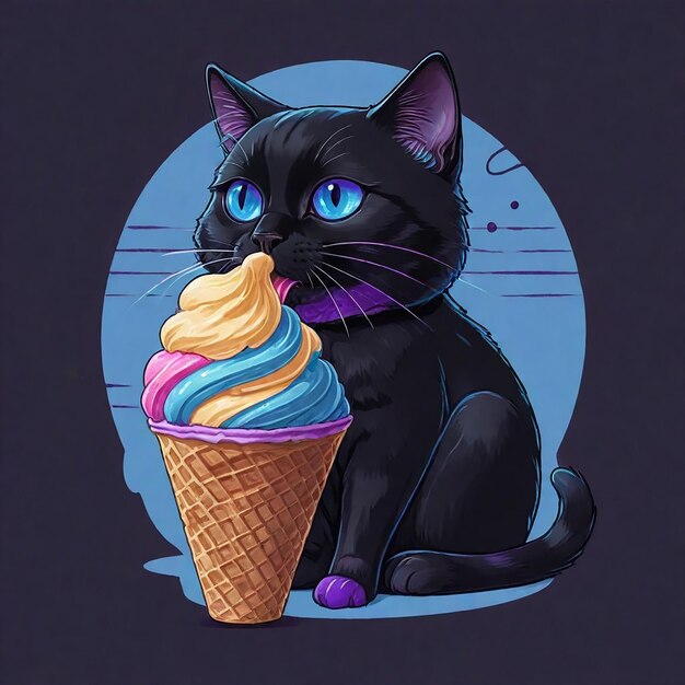 eine Katze mit blauen Augen sitzt in einem Eiscreme-Kegel