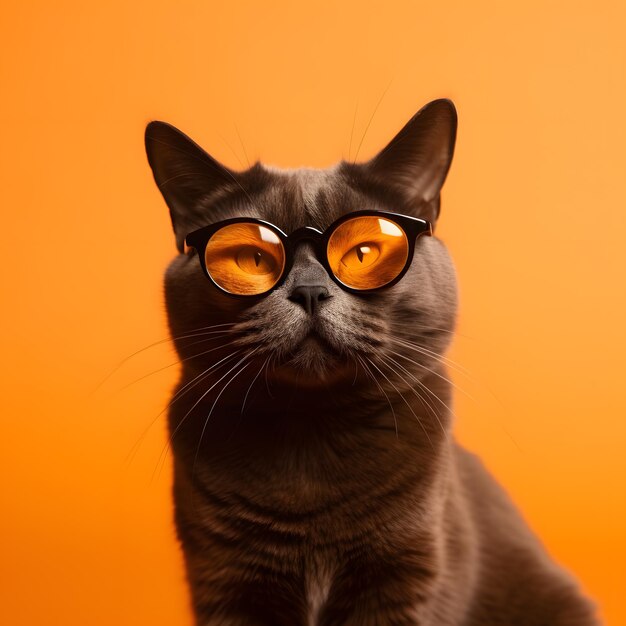 Foto eine katze mit brille und brille