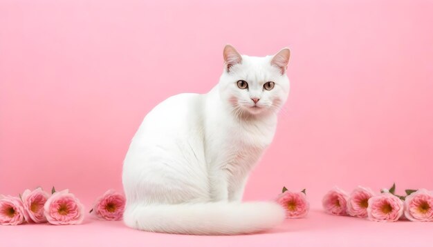 eine Katze mit einem rosa Kragen und einem Schild, auf dem steht Katze