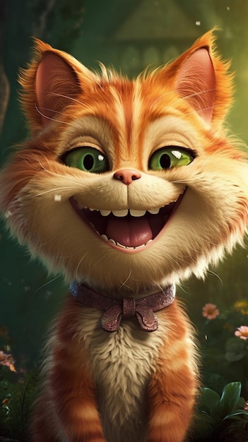 Eine Katze mit großen Augen und einem breiten Lächeln