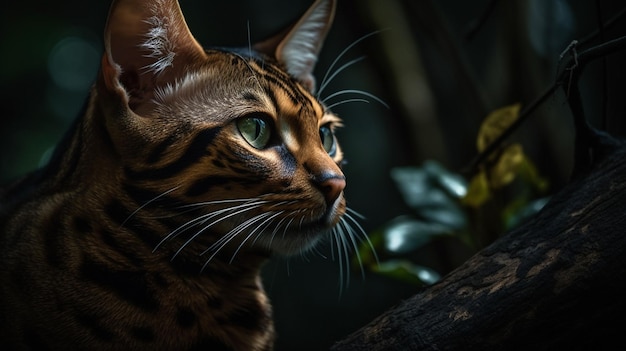 Eine Katze mit grünen Augen blickt in die Kamera