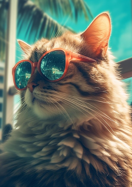 eine Katze mit Sonnenbrille, auf der steht Schutzbrille
