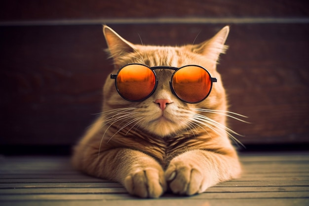 Foto eine katze mit sonnenbrille und eine braune katze mit sonnenbrille