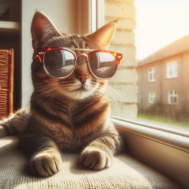 Eine Katze mit Sonnenbrille