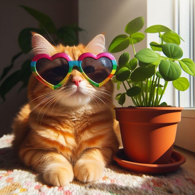 Eine Katze mit Sonnenbrille