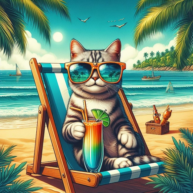 Eine Katze mit Sonnenbrille