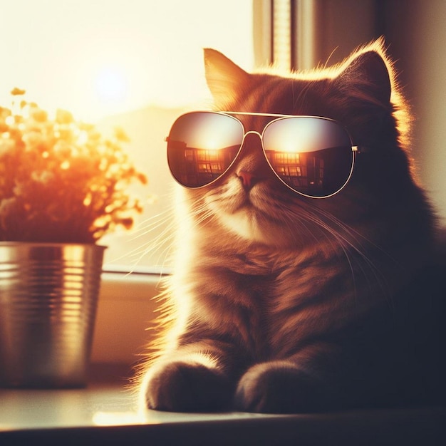 Eine Katze mit Sonnenbrille