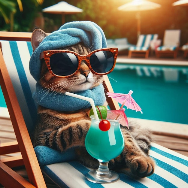 Eine Katze mit Sonnenbrille