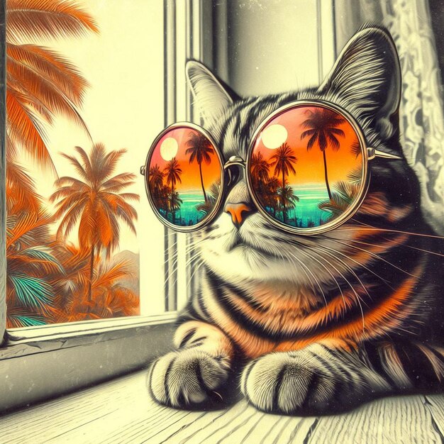 Foto eine katze mit sonnenbrille