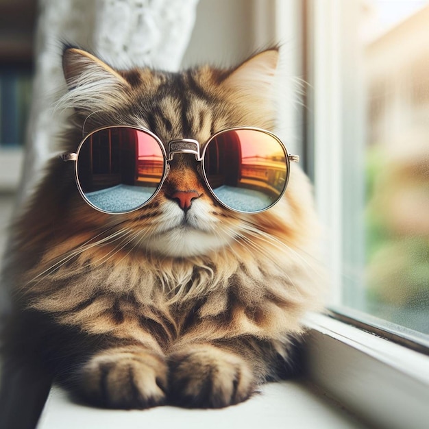 Eine Katze mit Sonnenbrille