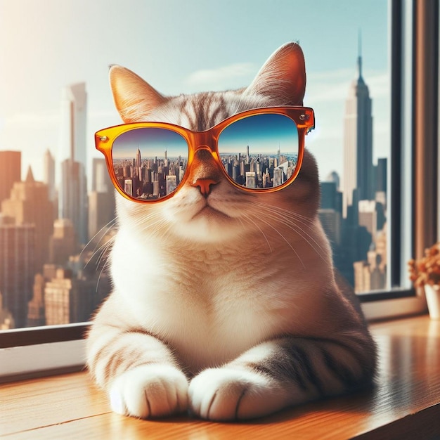 Eine Katze mit Sonnenbrille