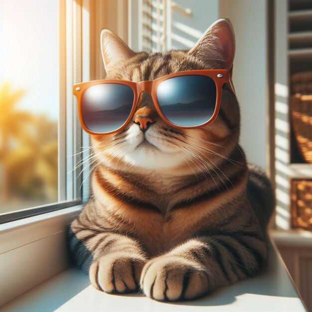 Eine Katze mit Sonnenbrille