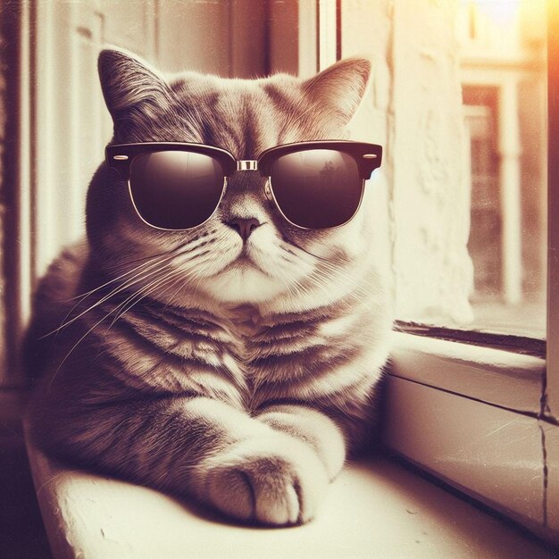 Eine Katze mit Sonnenbrille