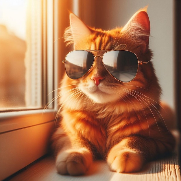 Eine Katze mit Sonnenbrille