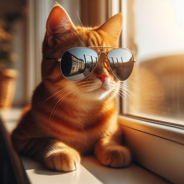 Eine Katze mit Sonnenbrille