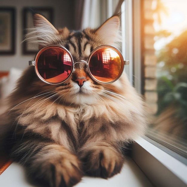 Eine Katze mit Sonnenbrille