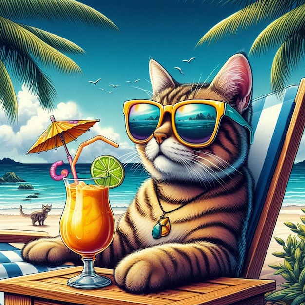 Eine Katze mit Sonnenbrille