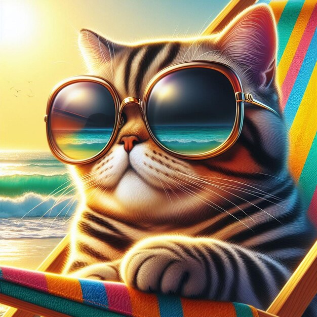 Eine Katze mit Sonnenbrille