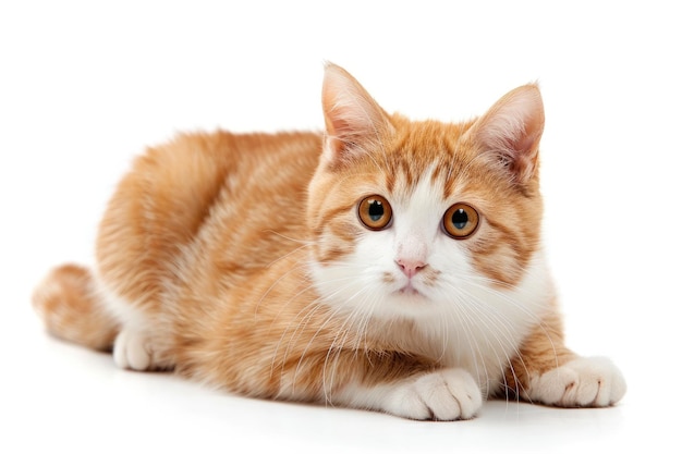 eine Katze mit weißem Gesicht und orangefarbenen Augen