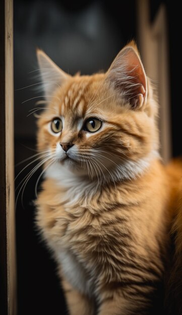 Eine Katze sitzt auf einem Fensterbrett.