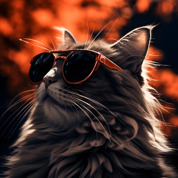 eine Katze trägt eine Sonnenbrille